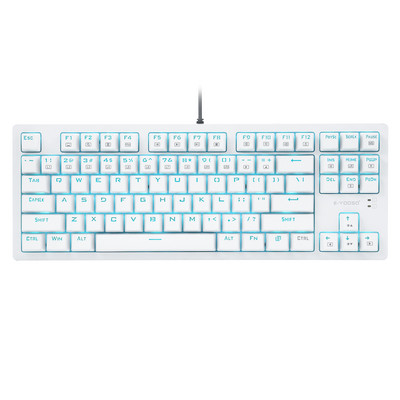 USB žičana mehanička igraća tipkovnica Bijela kapica tipki 87 tipki OUTEMU prekidač Plavo pozadinsko osvjetljenje RGB bočno svjetlo za Mac PC Windows XP/8/10