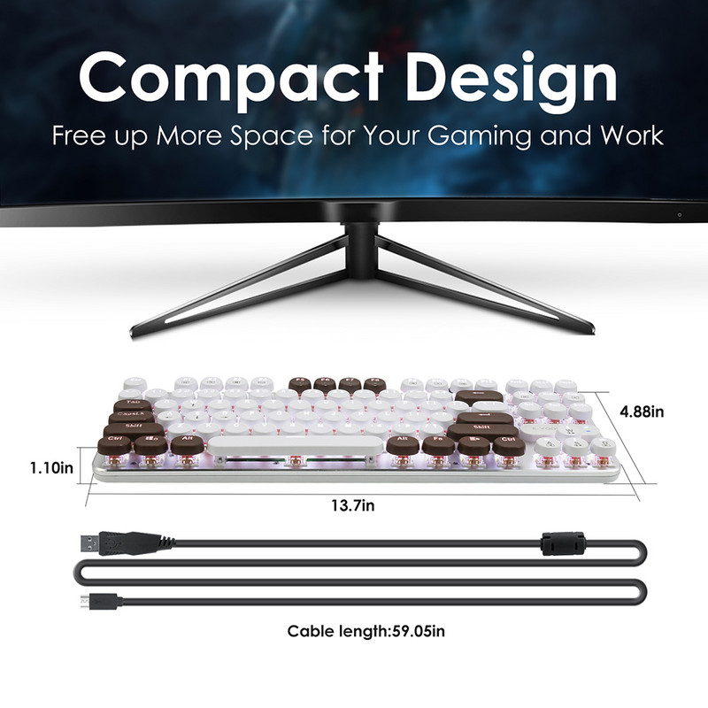 Žaidimų Mechaninė klaviatūra USB laidinė LED apšvietimas Anti-ghosting 87 klavišai Ruda Raudona Switch klaviatūra, skirta kompiuteriniam žaidėjui nešiojamam kompiuteriui Pubg LOL