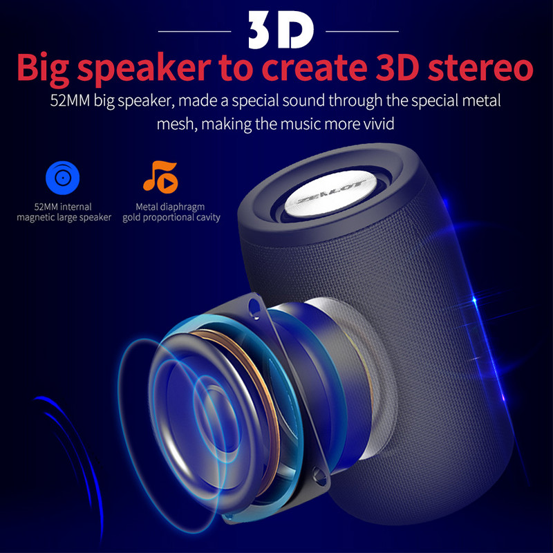 ZEALOT S32 Prijenosni Bluetooth zvučnik Bežični subwoofer 3D bas Stereo podrška Mikrofon Mikro SD kartica AUX reprodukcija