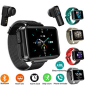 T91 Έξυπνο ρολόι 2 σε 1 TWS Ασύρματο ακουστικό Bluetooth Big DIY Screen Fitness Tracker καρδιακών παλμών Βραχιόλι Man Sports Smartwatch