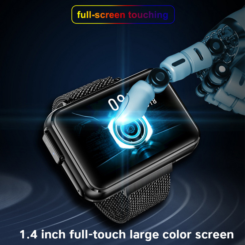 T91 Έξυπνο ρολόι 2 σε 1 TWS Ασύρματο ακουστικό Bluetooth Big DIY Screen Fitness Tracker καρδιακών παλμών Βραχιόλι Man Sports Smartwatch