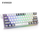 Mehāniskā spēļu tastatūra, zils slēdzis, 61 taustiņu spēļu tastatūra USB tipa C vadu tastatūra 20 režīmu RGB aizmugurgaismojums galddatora datora spēlētājam