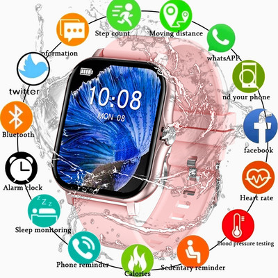 2022. gada mūzikas atskaņošana Bluetooth viedais pulkstenis sievietēm, ūdensnecaurlaidīgs pielāgots tapetes pilna pieskāriena zvanu fitnesa izsekotājs Reloj Inteligente Hombre