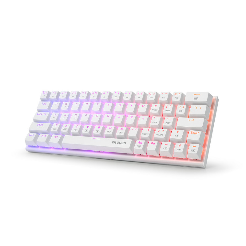 Mechanická klávesnica E-YOOSO Z-22 60% s 63 klávesmi, káblová herná klávesnica typu C s RGB podsvietením pre notebooky a stolné počítače.