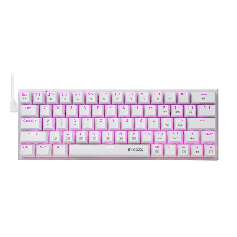Mechanická klávesnica E-YOOSO Z-22 60% s 63 klávesmi, káblová herná klávesnica typu C s RGB podsvietením pre notebooky a stolné počítače.
