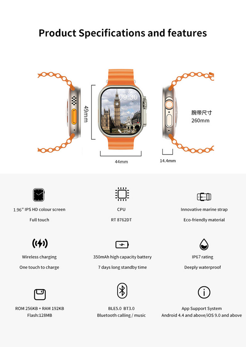 IWO 16 Ρολόι Σειρά 8 2023 IW8 Ultra Smartwatch Θήκη 49mm 420*486 Θερμοκρασία NFC Έξυπνο Ρολόι Ανδρικό Γυναικείο Pk ZD8 N8 Ultra Plus Max