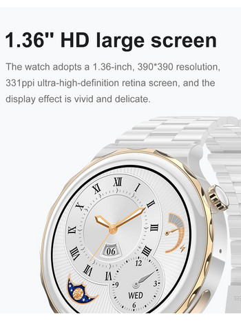 LEMFO LHK43 NFC Смарт часовник Дамски безжично зареждане Bluetooth Call Smartwatch IP68 Водоустойчив 1,36 инча 390*390 HD екран