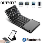 OUTMIX új hordozható mini három összecsukható Bluetooth billentyűzet, vezeték nélküli összecsukható érintőpad billentyűzet IOS Android Windows ipad táblagéphez