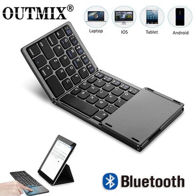 OUTMIX Noua tastatură portabilă cu trei tastaturi Bluetooth pliabile cu touchpad pliabil fără fir pentru tabletă IOS Android Windows ipad