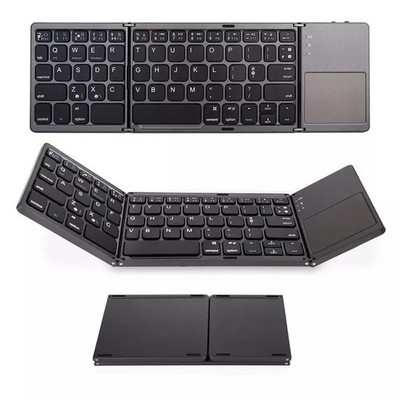 OUTMIX új hordozható mini három összecsukható Bluetooth billentyűzet, vezeték nélküli összecsukható érintőpad billentyűzet IOS Android Windows ipad táblagéphez