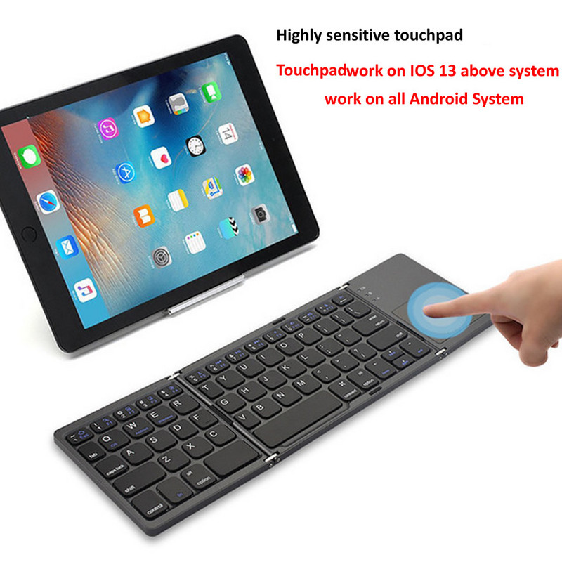 OUTMIX új hordozható mini három összecsukható Bluetooth billentyűzet, vezeték nélküli összecsukható érintőpad billentyűzet IOS Android Windows ipad táblagéphez