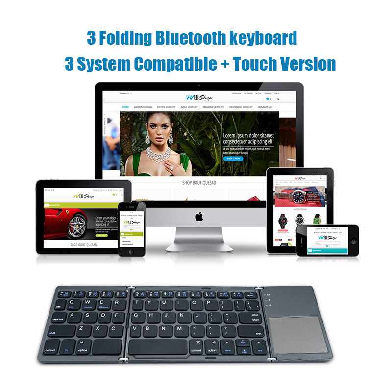 Bežična sklopiva tipkovnica Bluetooth tipkovnica s touchpadom za Windows, Android, IOS, telefon, mini tipkovnica s višenamjenskim gumbima
