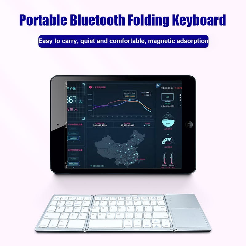 Bežična sklopiva tipkovnica Bluetooth tipkovnica s touchpadom za Windows, Android, IOS, telefon, mini tipkovnica s višenamjenskim gumbima