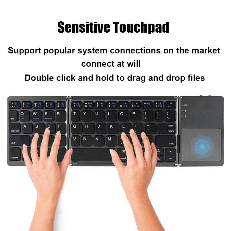 Bežična sklopiva tipkovnica Bluetooth tipkovnica s touchpadom za Windows, Android, IOS, telefon, mini tipkovnica s višenamjenskim gumbima