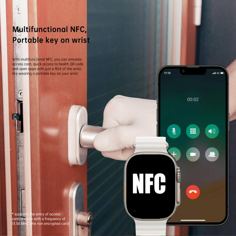 Pametni sat Ultra 8 NFC 49 mm Smartwatch Series 8 Bluetooth poziv Bežično punjenje Fitnes narukvica Sport Glazba IWO Za iphone IOS