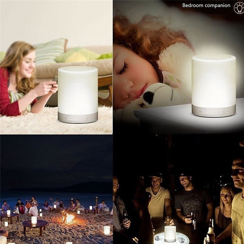 Bezdrôtový reproduktor s dotykovým svetlom, prenosný Bluetooth prehrávač, farebné LED nočné svetlo s budíkom, stolová lampa pre dobrý spánok YYK