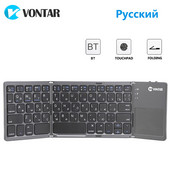 Pārnēsājama saliekamā bezvadu tastatūra krievu valodā uzlādējama salokāma skārienpaliktņa tastatūra operētājsistēmai IOS Android Windows atbalsts Bluetooth