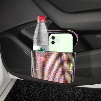 Κάδος απορριμμάτων Glitter Auto Supplies Storage Box Grabage Grabber Bling Rhinestone Εσωτερικά αξεσουάρ Τετράγωνος κάδος απορριμμάτων αυτοκινήτου