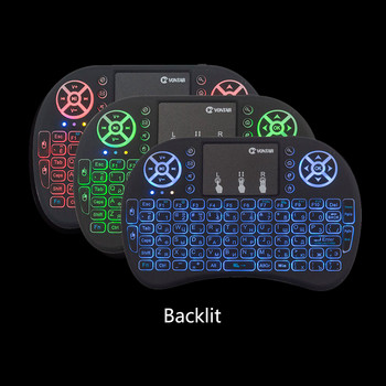 VONTAR i8 + 2.4G мини безжична клавиатура 7 цвята подсветка английски руски тъчпад ръчна въздушна мишка за Android TV Box x96 mini