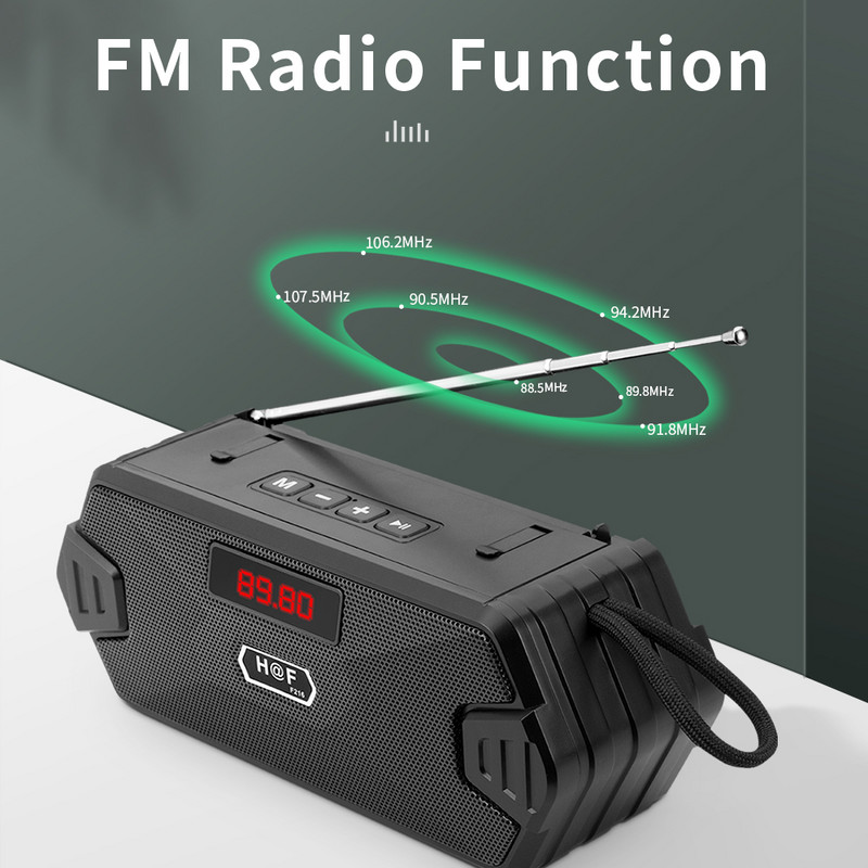 Difuzor wireless Radio FM compatibil cu Bluetooth Difuzor de exterior Subwoofer Suport Difuzoare pe coloană TF Cutie muzicală