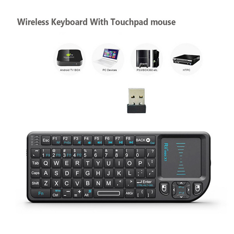 Original Rii Mini X1 Tastatură fără fir 2.4G Air Mouse Tastaturi Tastatură portabilă pentru jocuri Touchpad pentru telefon Smart TV Box Android