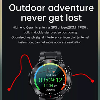 Мъжки смарт часовник K37 GPS Спорт на открито Фитнес тракер Гривна Голяма батерия Супер дълъг режим на готовност за наблюдение на здравето Смарт часовник