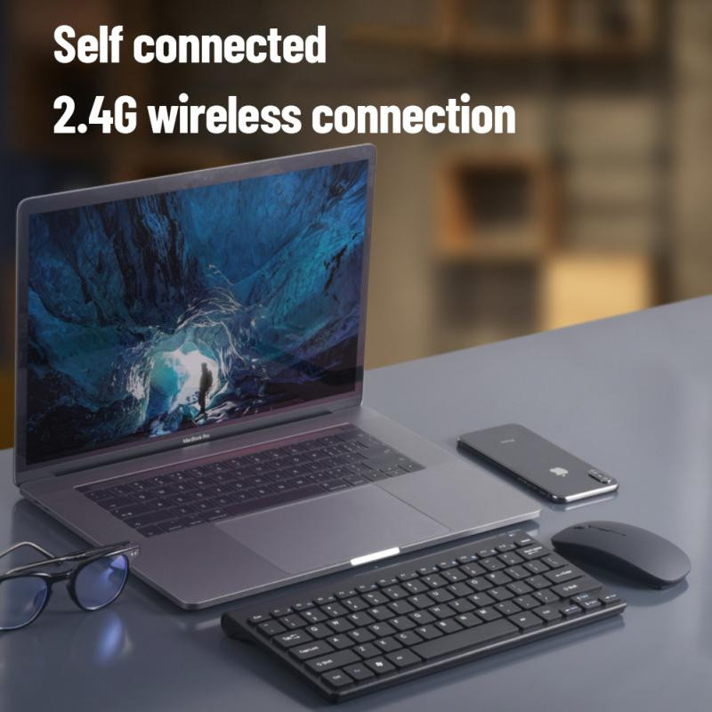 Tastatură și mouse fără fir RYRA 2.4G Tastatură și mouse-uri ergonomice cu design portabil USB2.0 Reducere zgomot pentru laptop PC
