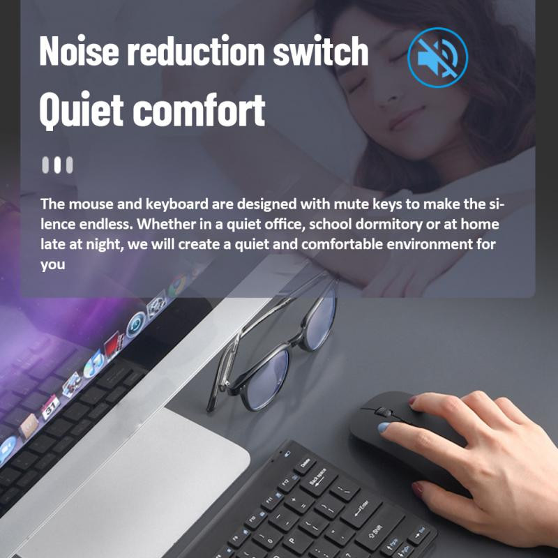 Tastatură și mouse fără fir RYRA 2.4G Tastatură și mouse-uri ergonomice cu design portabil USB2.0 Reducere zgomot pentru laptop PC