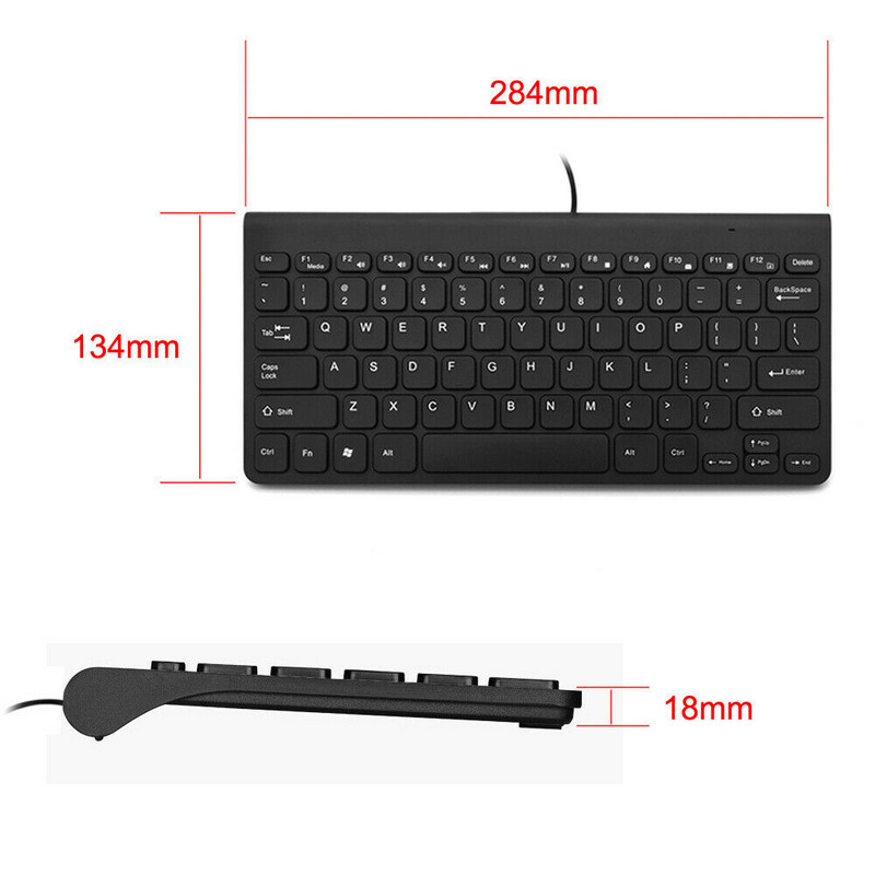 RYRA 78 ABS Keycap Ultra Slim Mini Keyboard 2.4G USB2.0 Wired Keyboard Protable Mini Keyboard for Desktop PC Laptop Office Home