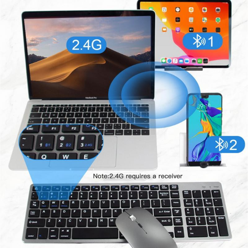 RYRA Ultra-Slim 2.4G bežična igraća tipkovnica Mute 104 tipke Bluetooth tipkovnica Dual-mode za iPad MacBook Android Windows prijenosna računala