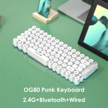 RYRA 104 клавишна клавиатура Мини пънк Bluetooth 2.4G безжична водоустойчива RGB клавиатура Офис гейминг компютър Без звук Кабелна USB клавиатура