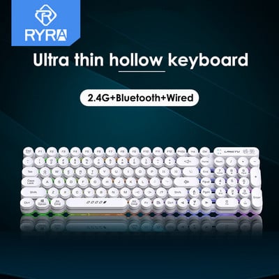 Tastatură RYRA cu 104 taste Mini Punk Bluetooth 2.4G Tastaturi RGB rezistente la apă pentru birou Computer Gaming Mute Tastaturi USB cu fir