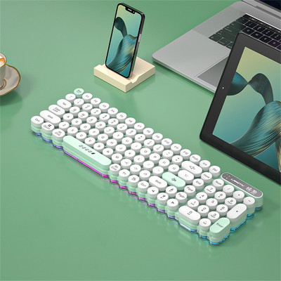 Tastatură RYRA cu 104 taste Mini Punk Bluetooth 2.4G Tastaturi RGB rezistente la apă pentru birou Computer Gaming Mute Tastaturi USB cu fir