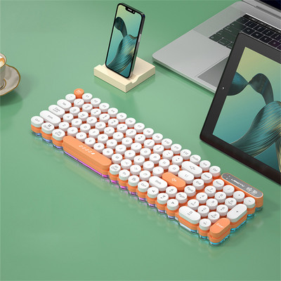 Tastatură RYRA cu 104 taste Mini Punk Bluetooth 2.4G Tastaturi RGB rezistente la apă pentru birou Computer Gaming Mute Tastaturi USB cu fir