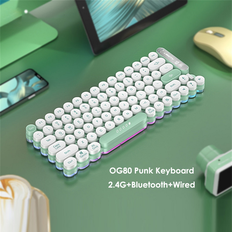Tastatură RYRA cu 104 taste Mini Punk Bluetooth 2.4G Tastaturi RGB rezistente la apă pentru birou Computer Gaming Mute Tastaturi USB cu fir