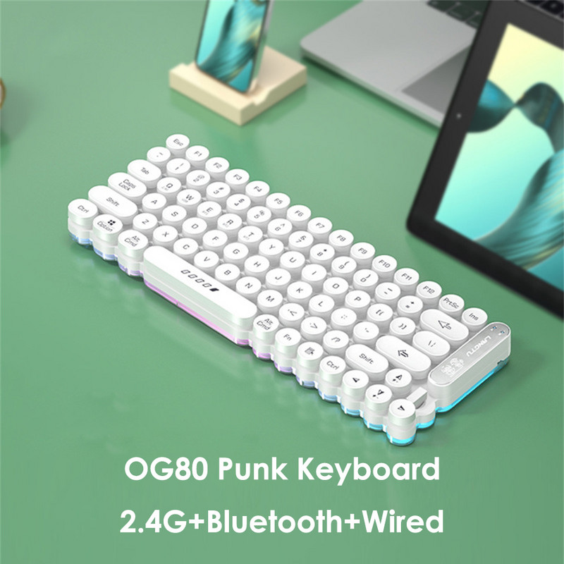 Tastatură RYRA cu 104 taste Mini Punk Bluetooth 2.4G Tastaturi RGB rezistente la apă pentru birou Computer Gaming Mute Tastaturi USB cu fir