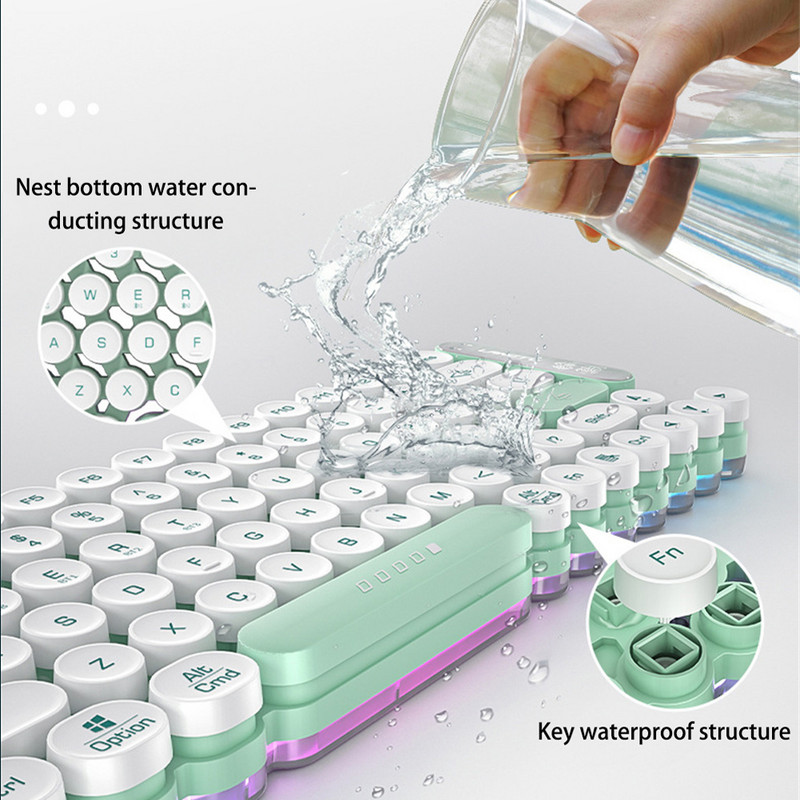 Tastatură RYRA cu 104 taste Mini Punk Bluetooth 2.4G Tastaturi RGB rezistente la apă pentru birou Computer Gaming Mute Tastaturi USB cu fir