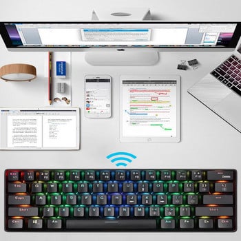 RYRA Механична клавиатура 2.4 Ghz USB 61 клавиша RGB подсветка Безжични клавиатури с Bluetooth Настолен компютър Преносим компютър Esports Игра