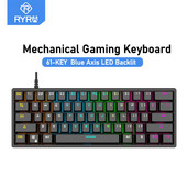 RYRA G101 Mechanická herná klávesnica s modrým podsvietením Axis LED, mini herná 61-klávesová klávesnica pre profesionálnych hráčov