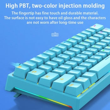 RYRA G101 Механична игрална клавиатура Blue Axis LED Backlit Механична клавиатура Мини геймърска клавиатура с 61 клавиша за компютърен професионален геймър