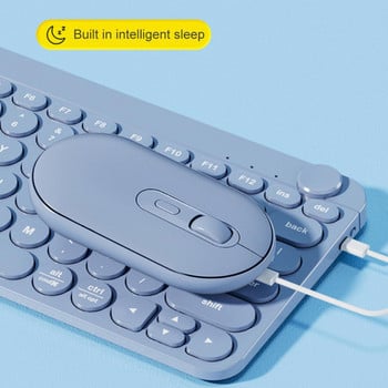 RYRA Bluetooth безжична клавиатура и комплект мишка Мини акумулаторна 2.4G клавиатура с мишка 79 клавиша Клавиатура за компютърни таблети лаптопи