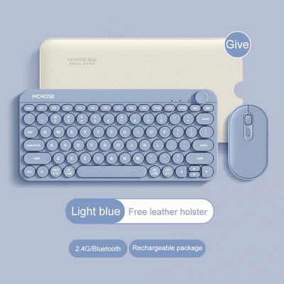 Set tastatură și mouse fără fir Bluetooth RYRA Mini tastatură reîncărcabilă 2,4G cu mouse Tastatură cu 79 de taste pentru PC, tabletă, laptop