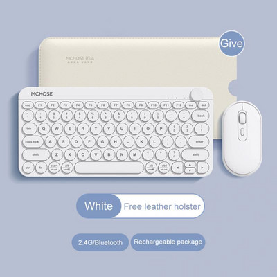 Set tastatură și mouse fără fir Bluetooth RYRA Mini tastatură reîncărcabilă 2,4G cu mouse Tastatură cu 79 de taste pentru PC, tabletă, laptop