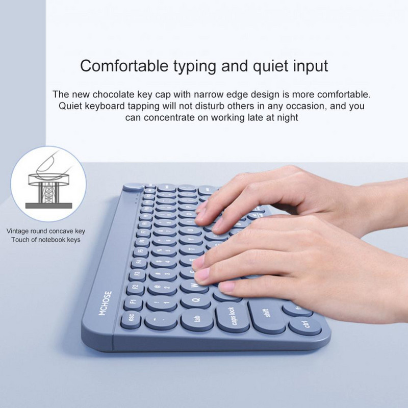 Set tastatură și mouse fără fir Bluetooth RYRA Mini tastatură reîncărcabilă 2,4G cu mouse Tastatură cu 79 de taste pentru PC, tabletă, laptop