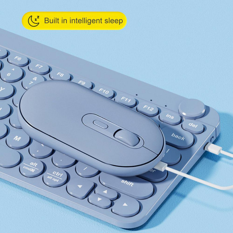 Set tastatură și mouse fără fir Bluetooth RYRA Mini tastatură reîncărcabilă 2,4G cu mouse Tastatură cu 79 de taste pentru PC, tabletă, laptop