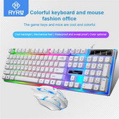 RYRA RGB igračka tipkovnica Gamerska tipkovnica i miš Gamer kit s pozadinskim osvjetljenjem USB žična računalna tipkovnica 104 tipke za uredsko prijenosno računalo