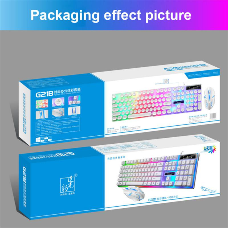 RYRA RGB igračka tipkovnica Gamerska tipkovnica i miš Gamer kit s pozadinskim osvjetljenjem USB žična računalna tipkovnica 104 tipke za uredsko prijenosno računalo