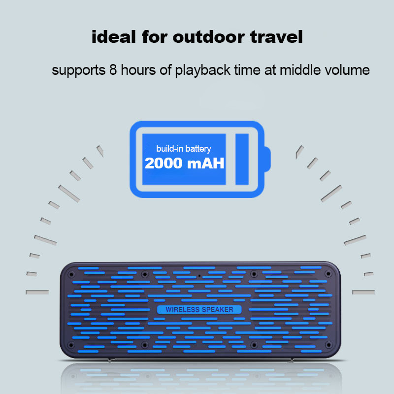 Prijenosni Bluetooth zvučnik TWS bežični vanjski zvučnik s 3D stereo subwooferom, ugrađenom baterijom od 2000 mAh FM radio