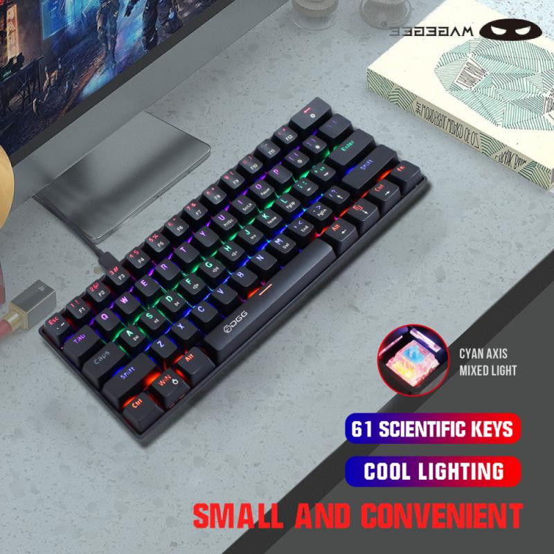 RYRA Gaming Mechanical Keyboard 61 Key Kék kapcsoló USB RGB háttérvilágítású vezetékes billentyűzet Hotswap Type-C vezetékes játékbillentyűzet Ergonomikus