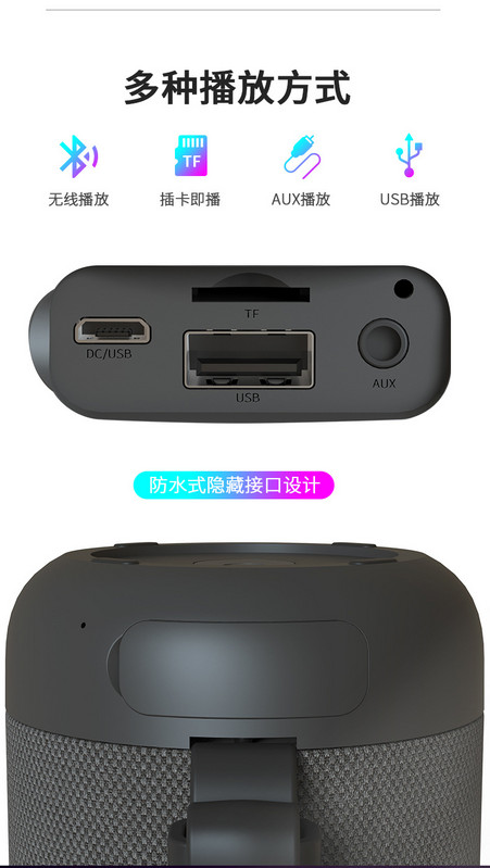 2020. aasta uusim 5.0 Bluetooth-kõlar, juhtmevaba, bassiga heli, IPX56 veekindel, sisseehitatud mikrofon, AUX/USB/SD port